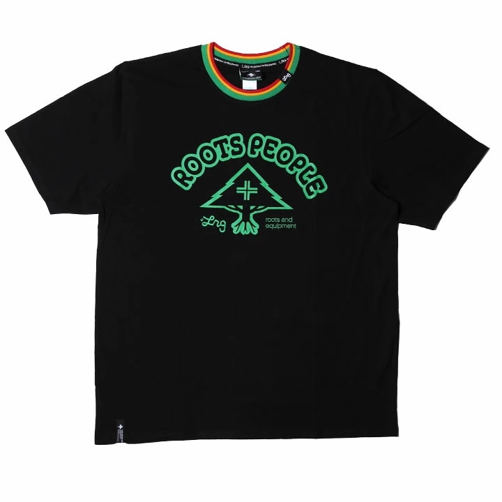 LRG Tシャツ 半袖 メンズ 春夏用 黒 大きいサイズ エルアールジー おしゃれ シンプル ブランドロゴ 木 ラスタカラー メッセージ 切り替え トリコロールカラー