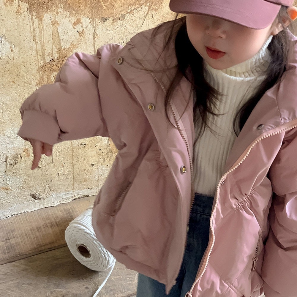 2024 冬韓国ガールズピンクダウンジャケットバットスリーブホワイトダックダウンベビーガールウォームジャケット 53