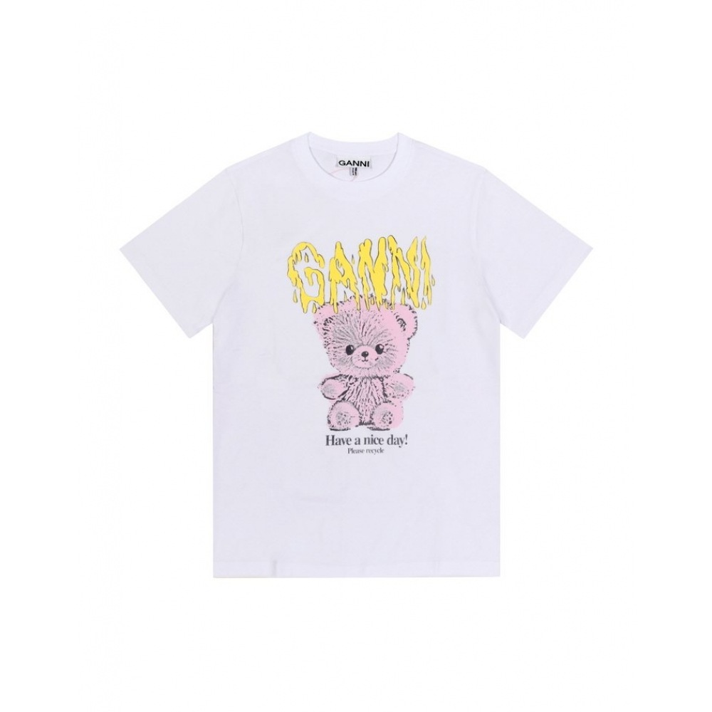 ガニ GANNI テディロゴプリント 女性用 半袖Tシャツ T4289 151