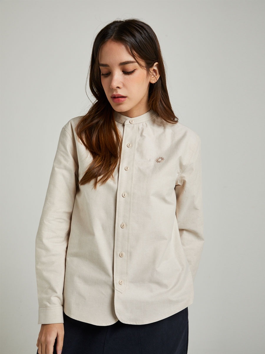 Woman / Oxford Stand Collar Shirt / Beige