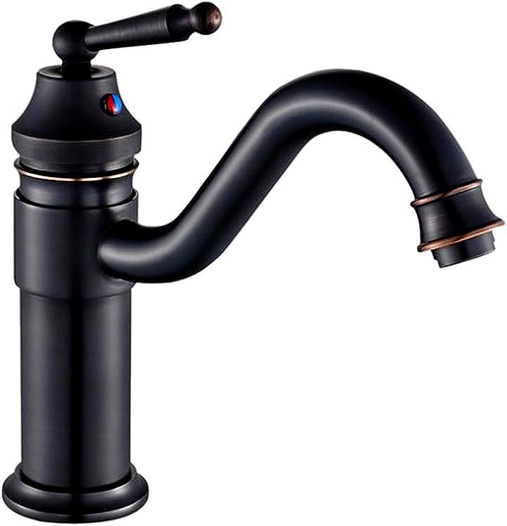 洗面用 アンティーク 混合水栓 ブラック 蛇口 シングルレバー レトロ 手洗いボウル用 手洗い鉢 洗面台 SK60