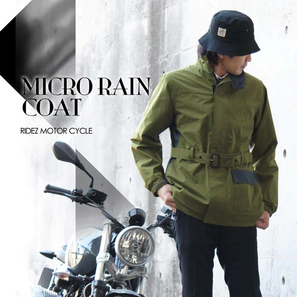 RIDEZ MCR05 MICRO RAIN COAT OLIVE S レインコート