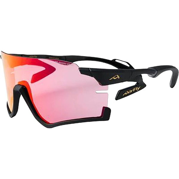 AirFly AF-306 C-2RE 鼻パッドがないスポーツサングラスAF-306 C-2REブラックマット ピンクミラーシリンダーレンズ装着(防曇加工・撥水加工) ユニセックス