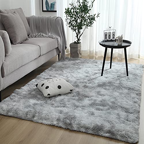 カーペット SpyFlyLie 洗えるラグ 北欧 長方形 ラグマット極厚毛足約4.0cm 絨毯 防ダニ 滑り止め付 抗菌 防臭 ふわふわ 秋冬 冷房 床暖房対応 ８枚滑り止めシート付き(2畳グレー,カーペット・絨毯