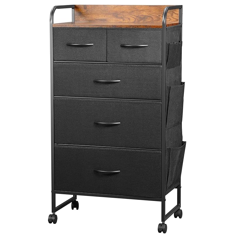 YeTom チェスト タンス 箪笥 洋服タンス 洋服収納 收纳柜 4段収納 引き出し 収納 たんす 衣類収納 ファブリックチェスト リビング 収納 木製天板付き 和風 布製引き出し 転倒防止 安定感