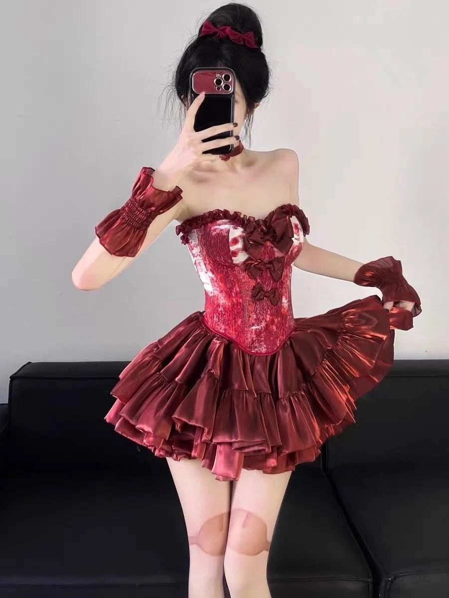 ハロウイン純粋な欲望気質スリムビスチェトップ重いショートスカートスリーブセットハロウィンセットのドレスシニア感覚をローズ和服コスチュームコスチューム
