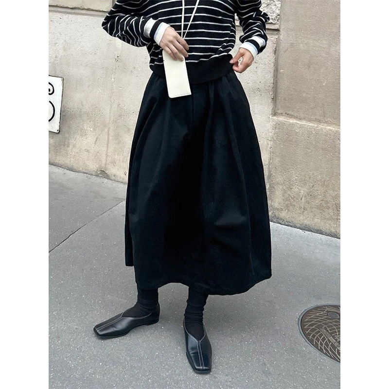 春夏新作 半胴スカート バブル・バルーンスカート レディース ロング 韓国ファッション ポッドドレス パッチワーク