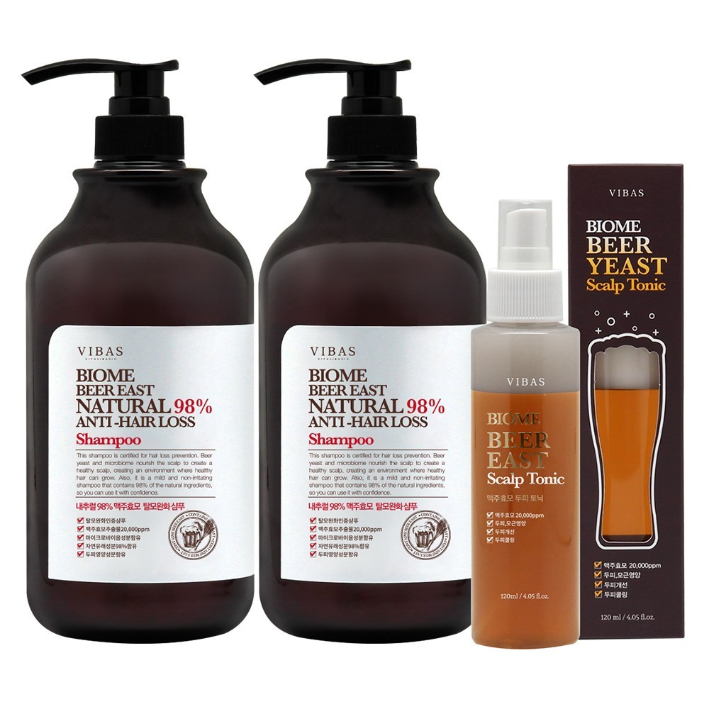 ビバスバイオムビアイースト脱毛緩和シャンプー1000g x 2p+スカルプトニック120mlセット1セット