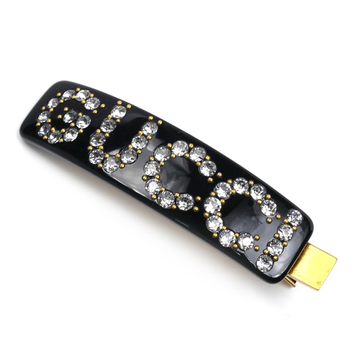 GUCCI グッチ アクリル ラインストーン ロゴ ヘアクリップ レジン ヘアアクセサリー 513986 I4772 8519 レディース 中古