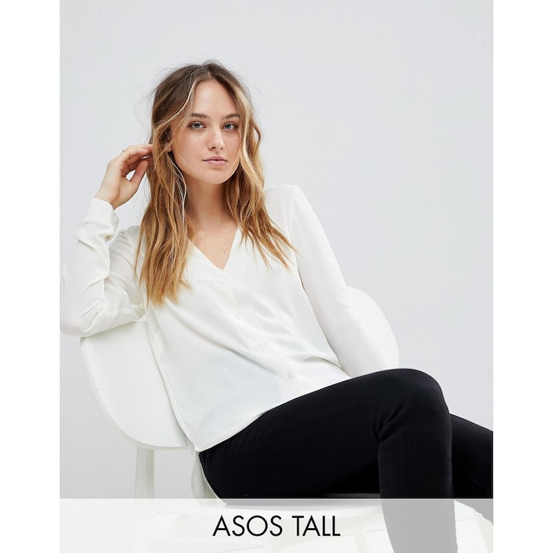 エイソス レディース トップス ブラウス・シャツ【ASOS TALL V Neck Blouse】Cream エイソス レディース トップス ブラウス・シャツ【ASOS TALL V Neck Blouse】Cream