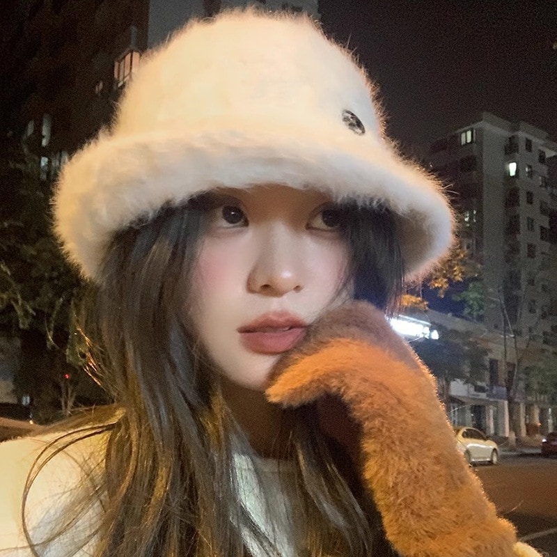 韓国m規格ラビットファー暖かいぬいぐるみ洗面帽冬カジュアルファッションアウトドア万能フィッシャーマンハット耳保護ニット帽