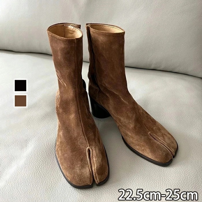 【赤字販売*速達】足袋ブーツ レディース タビ タビブーツ ショートブーツ 軽量 ショート丈 太ヒール 婦人靴 ハイヒール 黒 立ち仕事 可愛い 靴 和装 着物 スエード シンプル 疲れにくい 歩きや