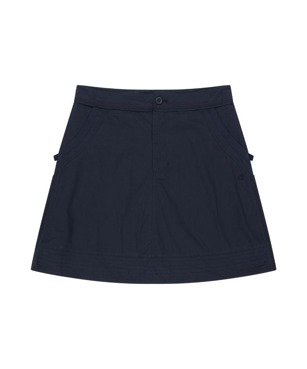 【COYSEIO】26SS RAW EDGE COTTON SKIRT : NAVY