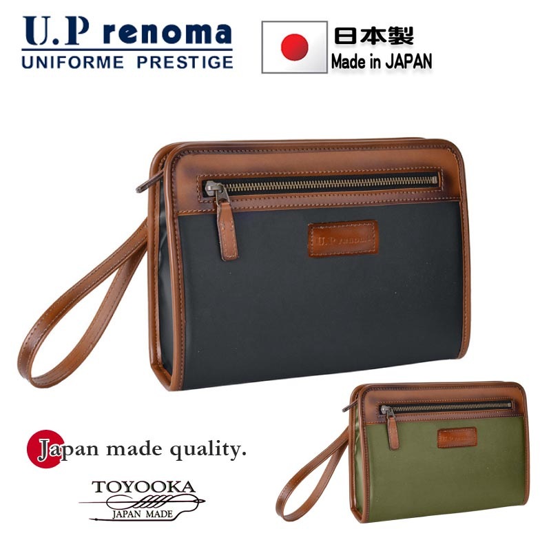 セカンドバッグ メンズ ポーチ 軽量 防水素材 ブランド U.Prenoma 20101 日本製 横型 おしゃれ 旅行 冠婚葬祭 お散歩 ハンドバッグ フェイクレザー 合成皮革