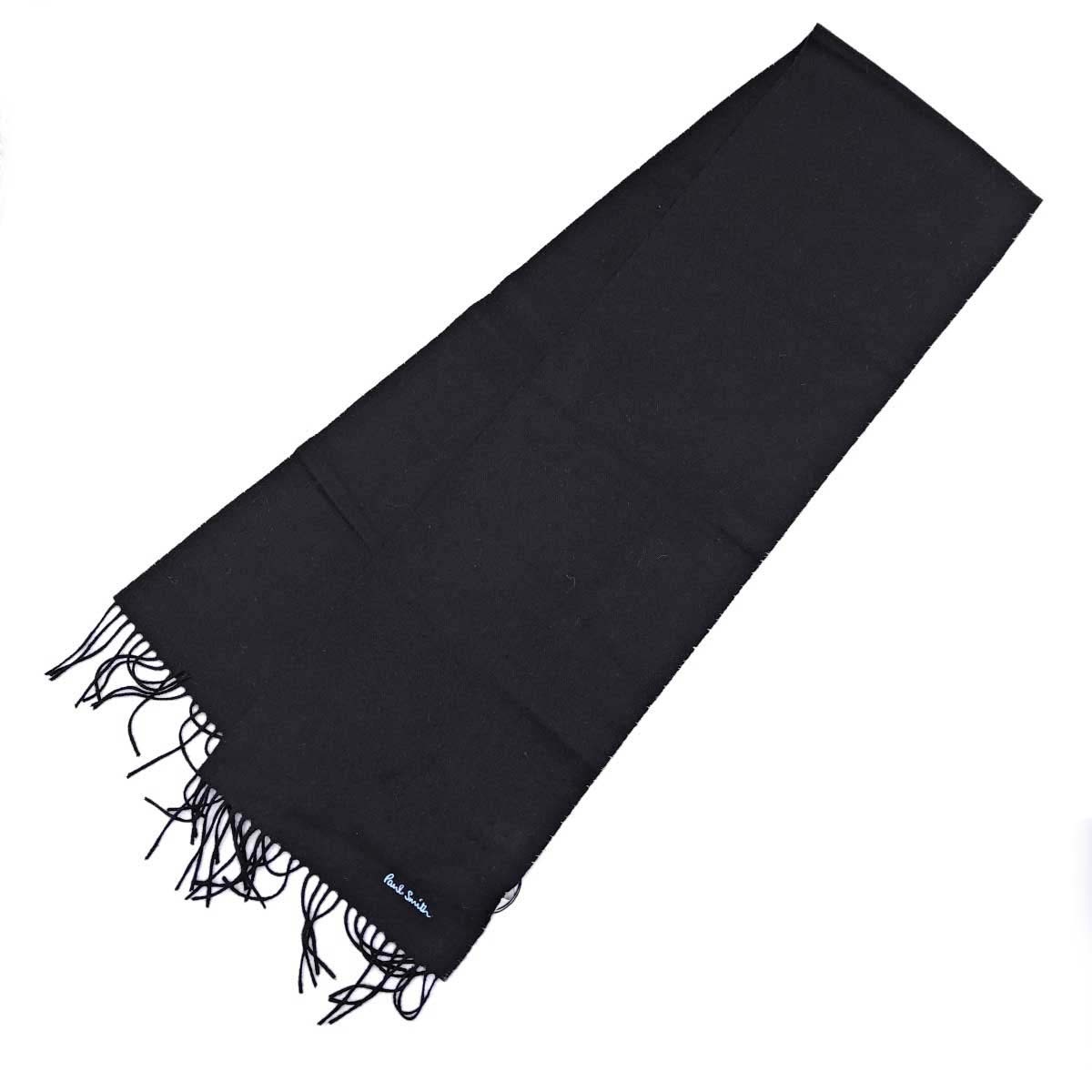 【中古・未使用品】ポール・スミス マフラー ラムウール ストール ロゴ 刺繍 ブラック M1A-933D-AS04 メンズ Paul Smith