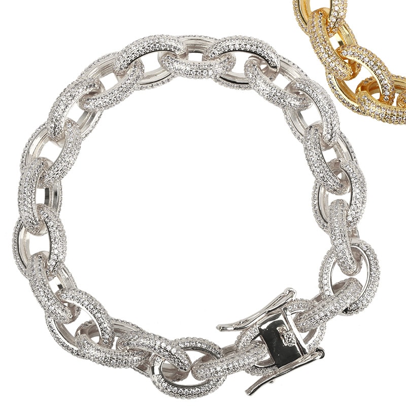 パヴェ あずきチェーンブレスレット18K [b274]