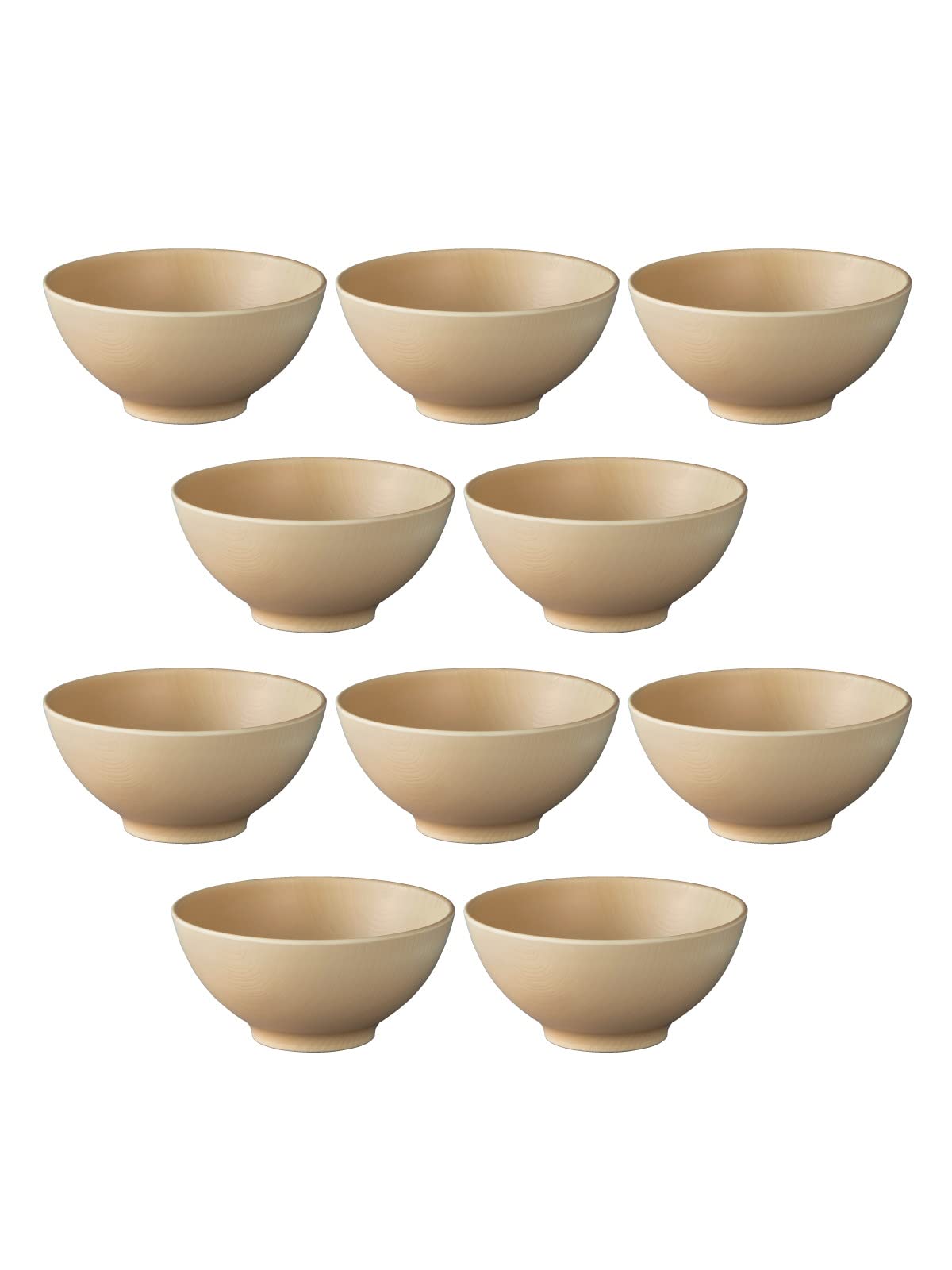 台和 業務用食器 ボウル 皿 ナチュラル 15.4cm 720ml 10個セット メラミン食器 木製風 木目 食洗機対応 スタッキング可能 日本製 Walna WD-40-NA