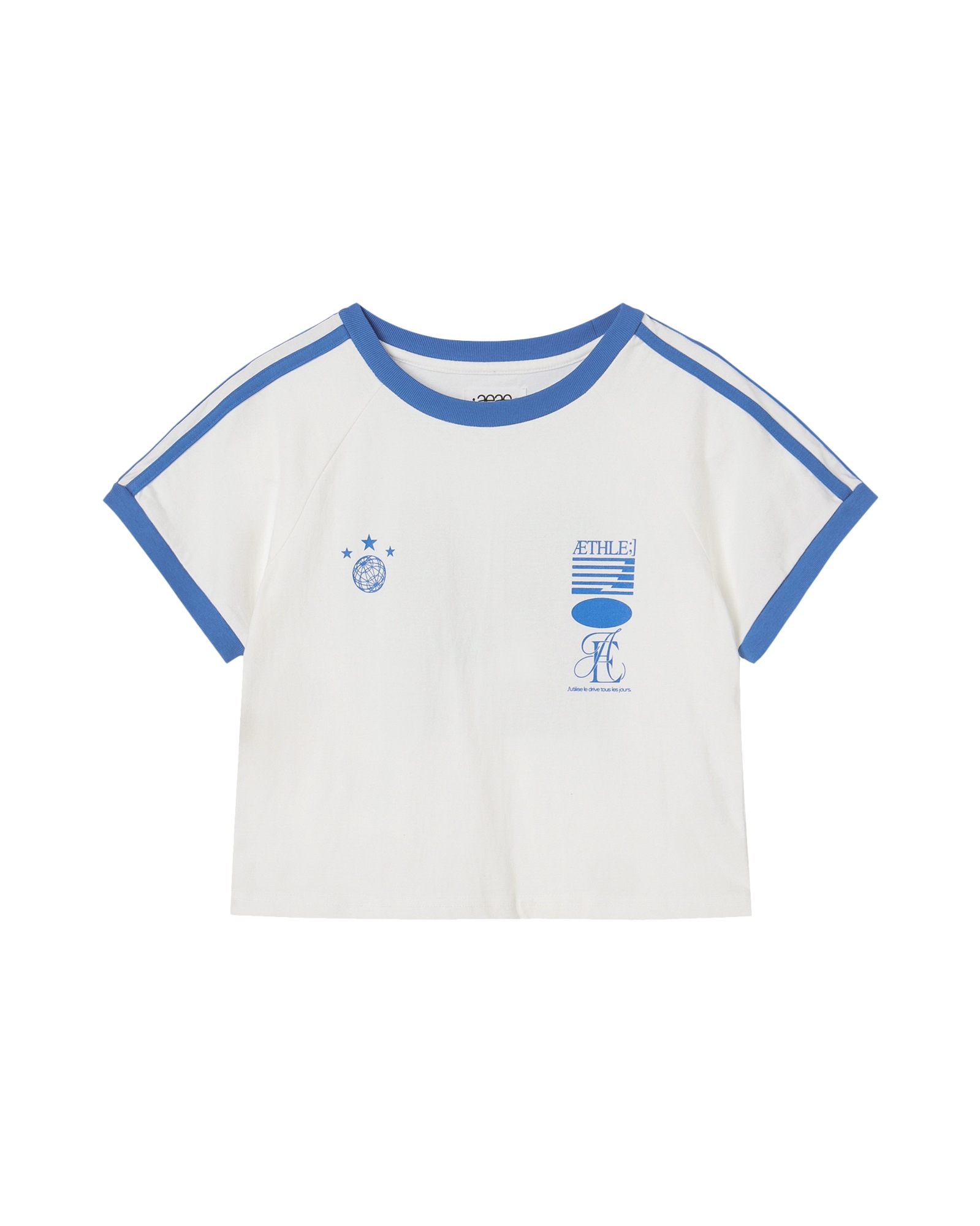 【aeae】 ATHLETE STRIPE HALF T-SHIRTS : WHITE