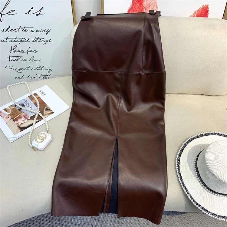 INSスタイル タイドファッション レザースカート タイトスカート 気質 トレンド ハイウエスト フィッシュテールスカート ロングスカート