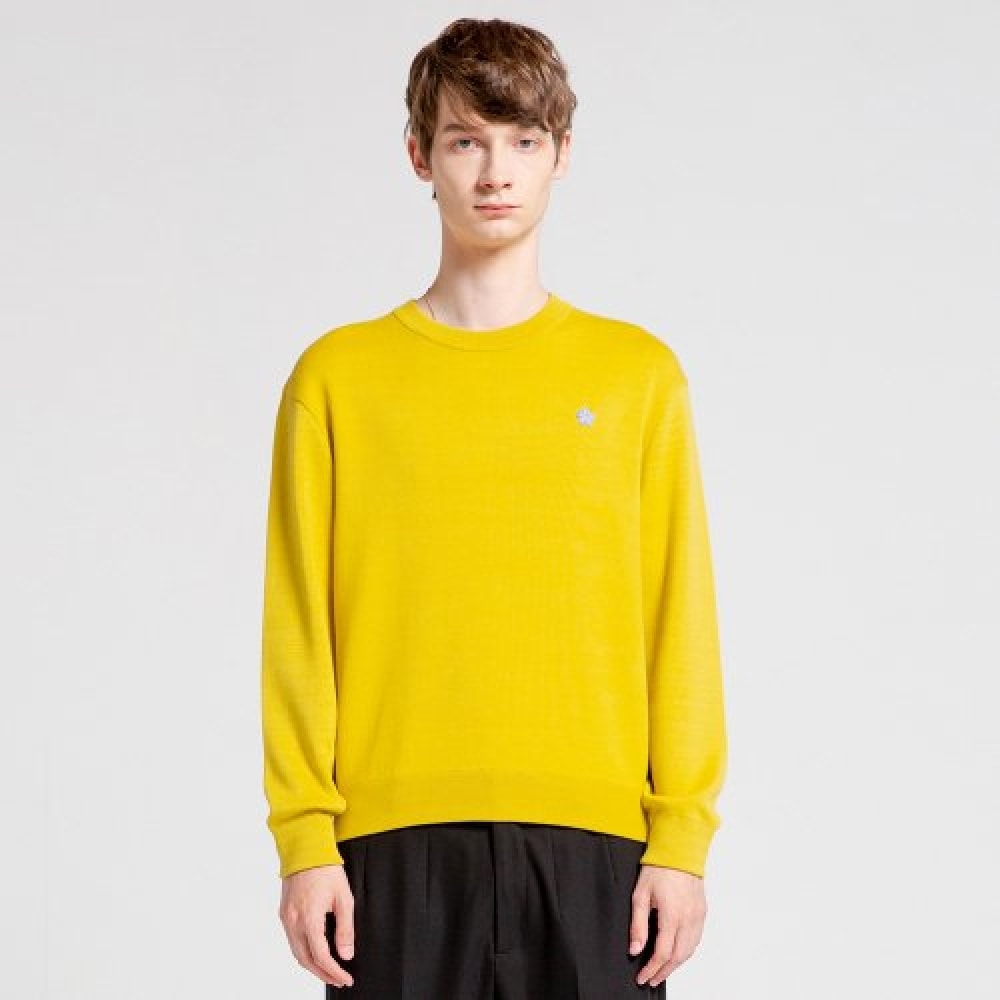 VIABON DE VIA ユニセックス_フラワーソフトコットンニットスウェットシャツ (マスタード)