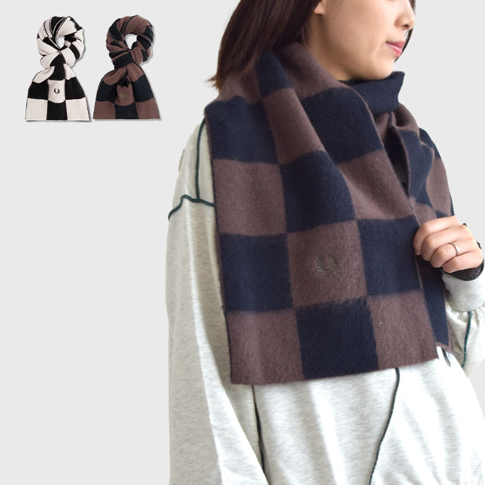 【2024秋冬新作】 マフラー Chequerboard Lambswool Scarf チェッカーボード柄 メンズ レディース ユニセックス 春 秋 冬 C8155
