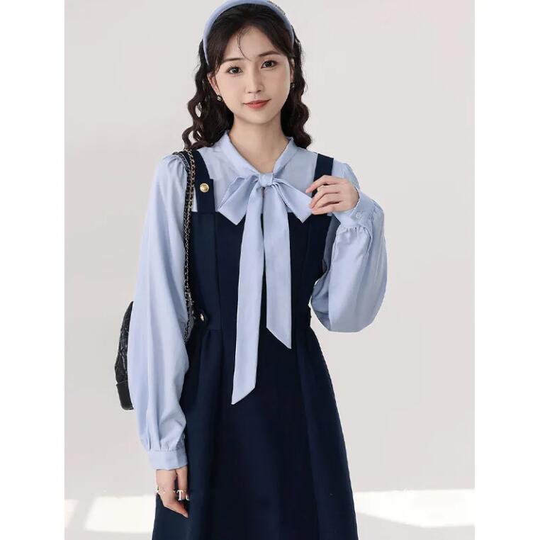 高校生 秋と冬の服 可愛い 上品 エレガント 日常 パーティードレス カジュアル レディース ギフト 腰をすぼめてやせて見える 偽2件シャツ 2025PL24