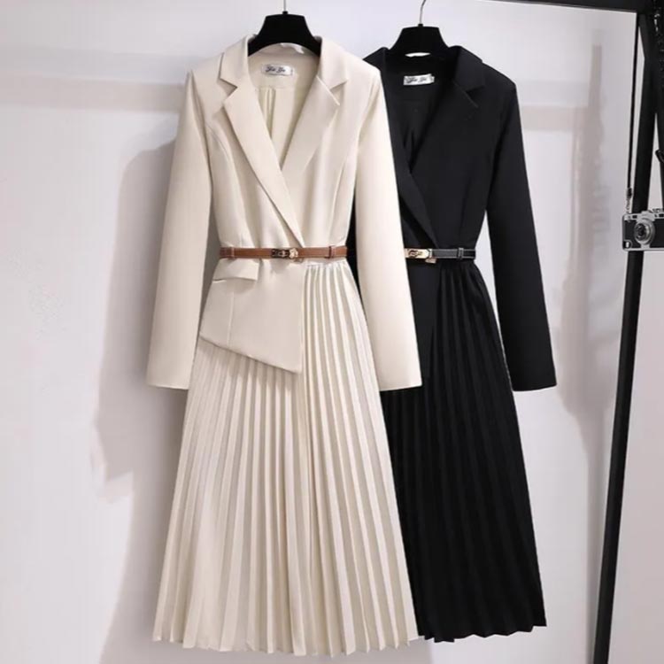 スーツ ワンピース お呼ばれ きれいめ 上品 セレモニースーツ 通勤 レディース ジャケット風 骨スト ワンピーススーツ スーツワンピース レディースフォーマル ウェーブ ストレート フォーマル