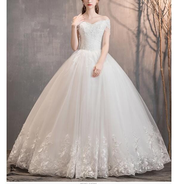 ウェディングドレス　ロングドレス　結婚式　パーティー　ドレス　オフショルダー　披露宴　大きいサイズ