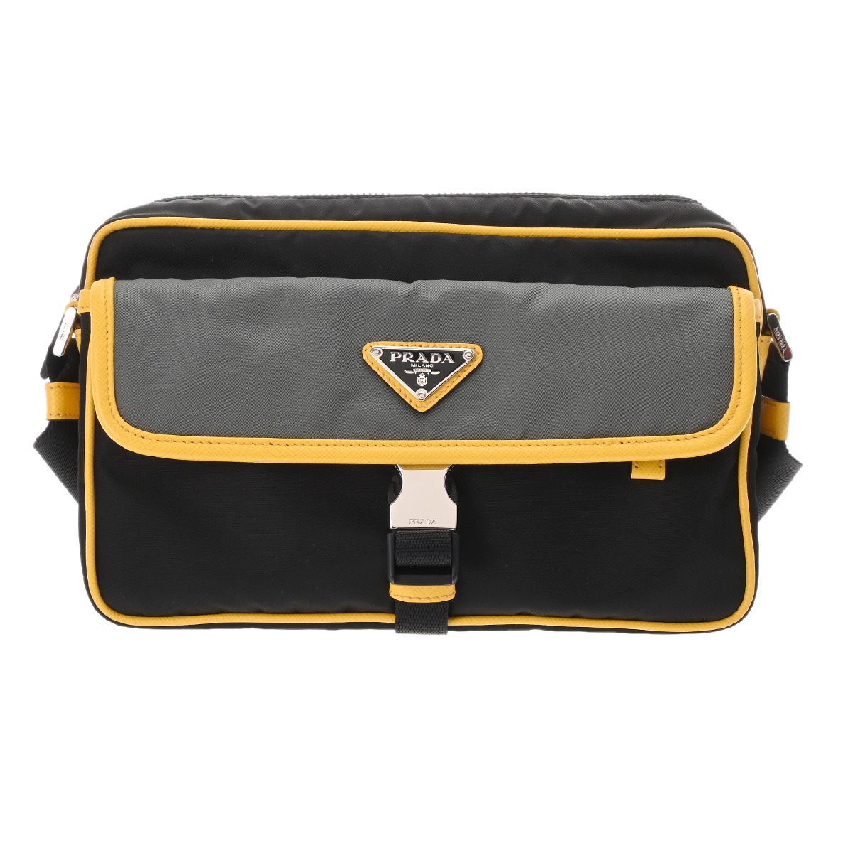 ショルダーバッグ ブラック/グレー/イエロー 2VH074 メンズ ナイロン レザー ショルダーバッグ Aランク 中古 銀蔵