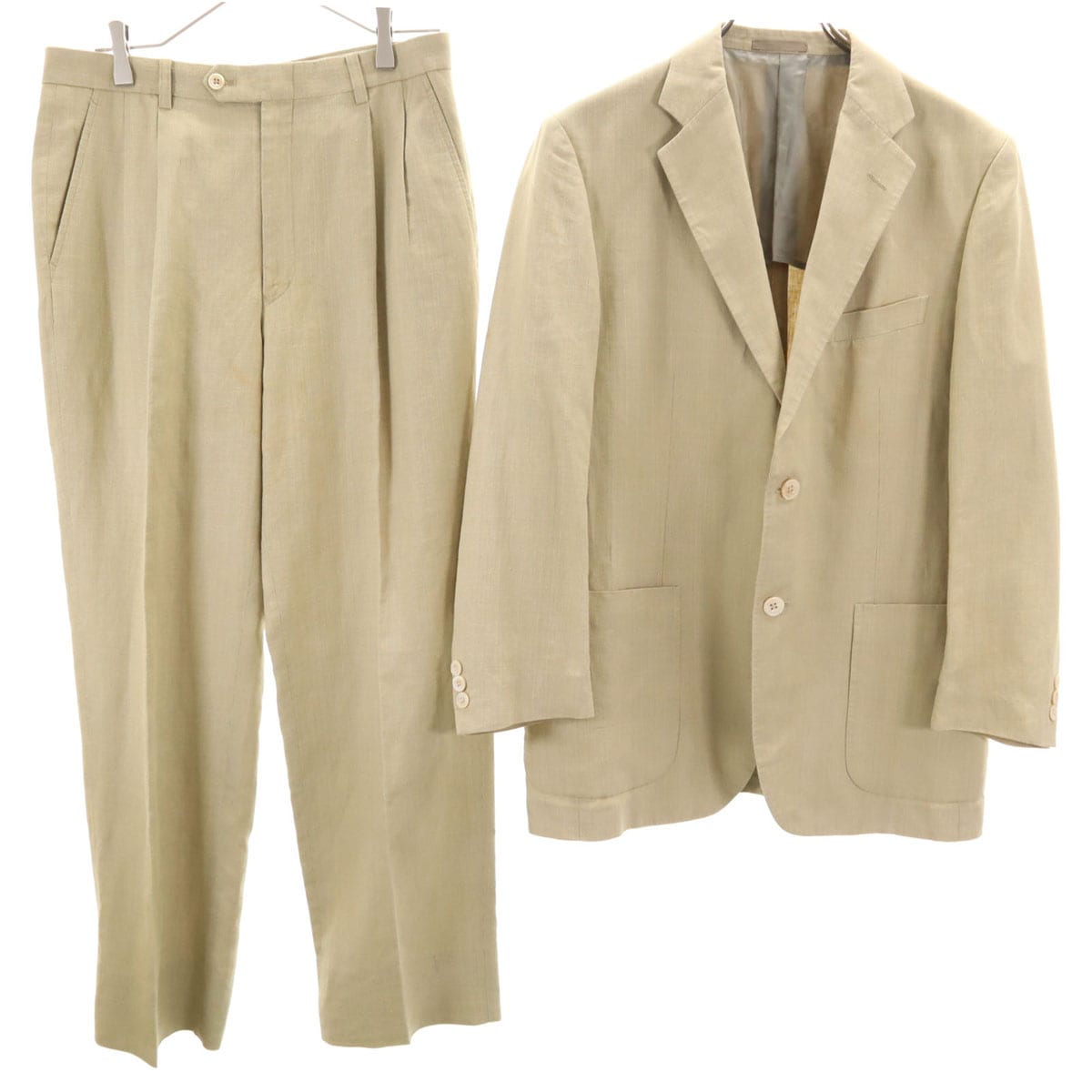 BURBERRY LONDON バーバリーロンドン 日本製 パンツスーツ 上下セットアップ M ベージュ系 三陽商会 メンズ 古着