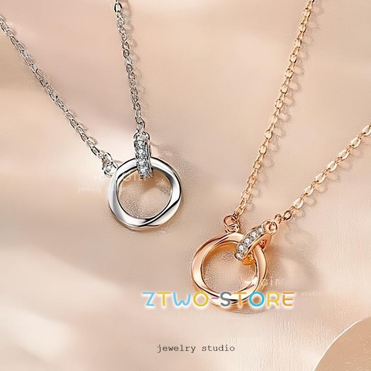 ネックレス レディース 永遠の愛 ダブルリング 無限 ピンクゴールド 女性 ホワイトデーのお返し お祝い ギフト 母の日ギフト