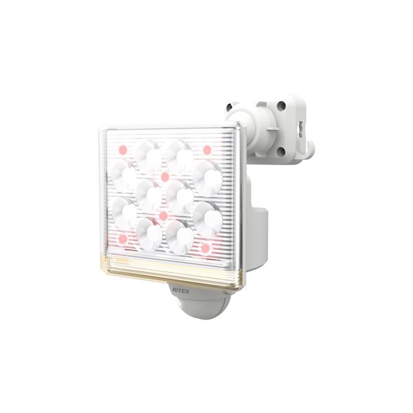 LED センサーライト/照明器具 コンセント式 12W1灯 1000ルーメン フリーアーム式 リモコン付 ムサシ 防犯対策用品