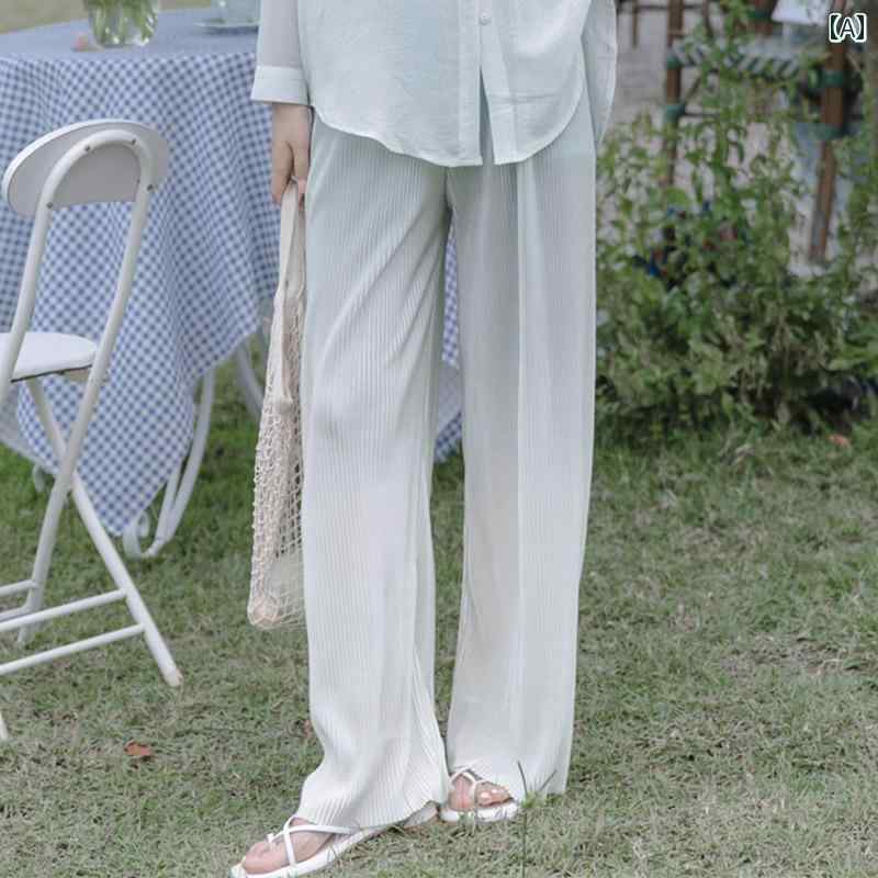 レディース 冷感 ワイド レッグ パンツ 小柄 夏用 薄手 パンツ ストレート ドレープ 感 涼しい パンツ カジュアル 防蚊 日焼け防止 パンツ