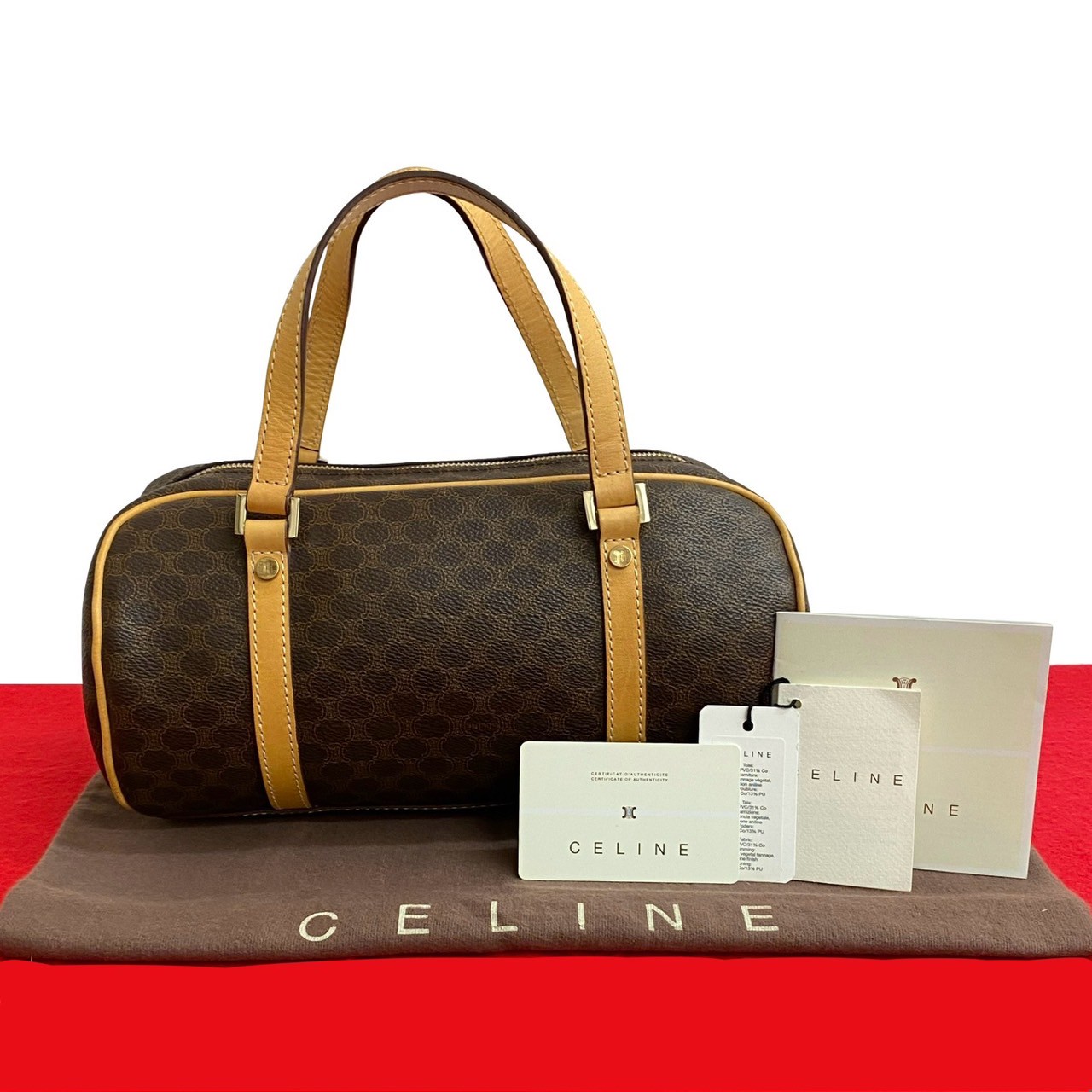 マカダム ブラゾン トリオンフ 柄ハンドバッグ レザー PVC ブラウン 84953