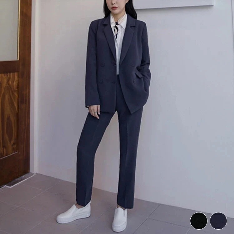 スーツ レディース パンツスーツ ジャケット パンツ ストレート 秋冬 春夏 セミロング オフィス OL 通勤 カジュアル ダブル 入学式 入園 卒業式 卒園式 大きいサイズ 小さいサイズ