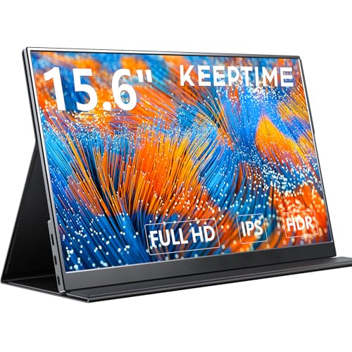 KEEPTIME モバイルモニター 15.6インチ 1920*1080 モバイルディスプレイ ポータブルモニター IPS液晶パネル 薄型 軽量 マグネット保護カバー付き USB Type-C ミニHD