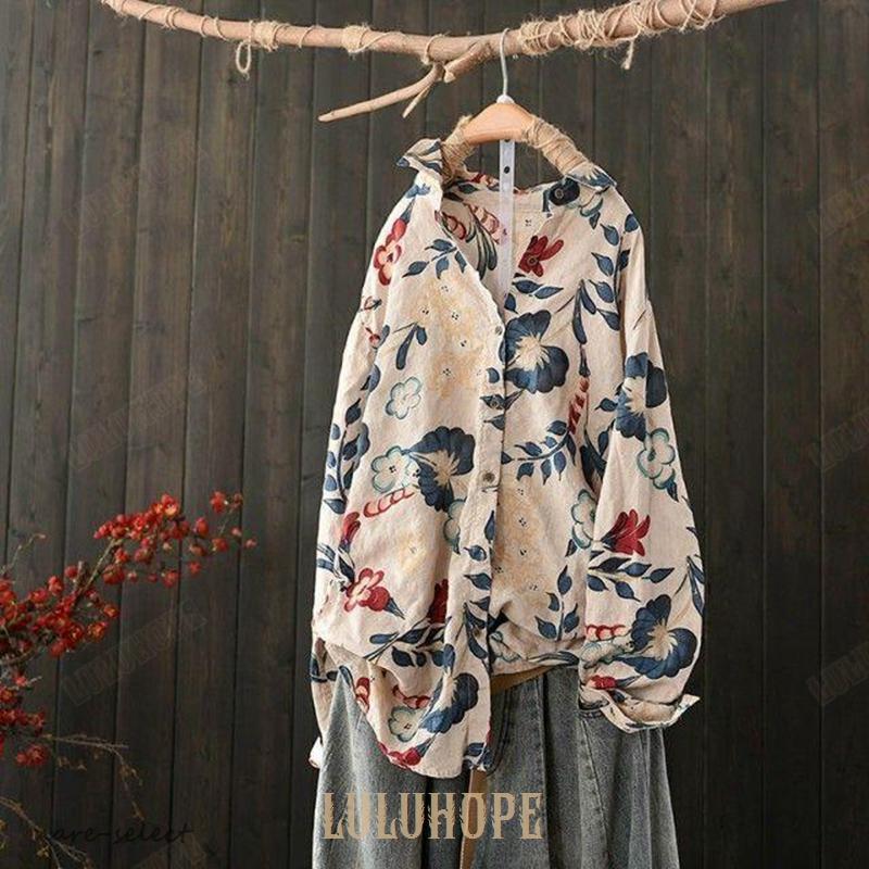 花柄 シャツ レディース 長袖 トップス 春秋 柄シャツ 襟付き 総柄 カジュアル おしゃれ 羽織りもの 春 秋 アロハシャツ ゆったり 大人可愛い レトロ