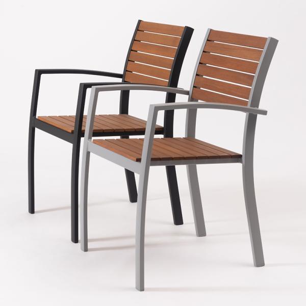 ダイニングチェア おしゃれ 北欧 カジュアル ナチュラル カフェ風 椅子 ダイニングチェアー 黒 肘掛け テラス ベランダ 屋上 半屋外 重ねられる スタッキング