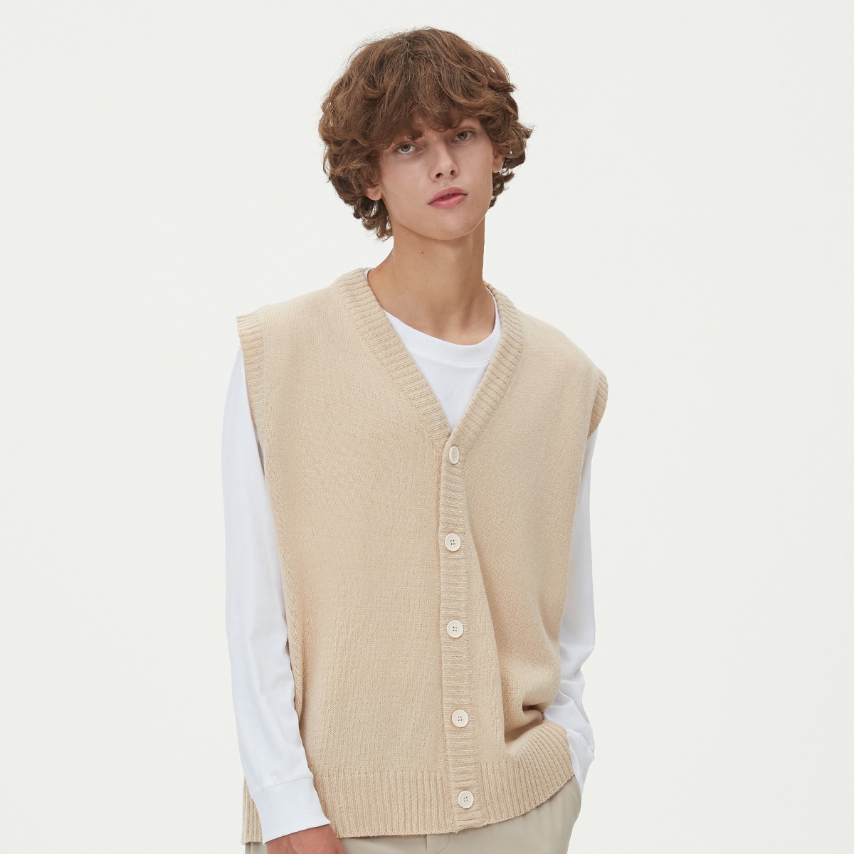 ボタンニットベスト(2COLORS)