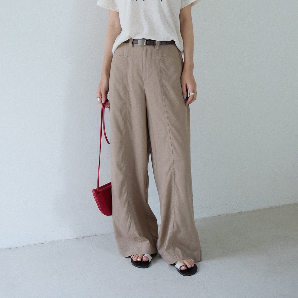 3日出荷 ワイドパンツ 立体シルエット テンセルリネン ゆったり レディース 夏用