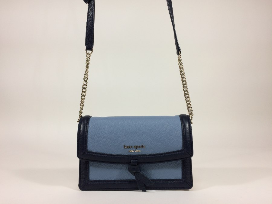 ショルダーバッグ レザー ブルーネイビーホワイト 中古品