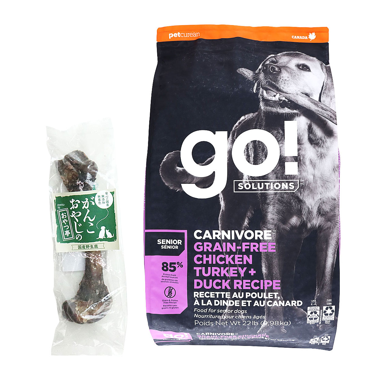 GO! ゴー ソリューションズ カーニボア シニア チキンターキー＋ダック 9.98kg【国産鹿レッグボーン 1本Mサイズ付き】ドッグフード