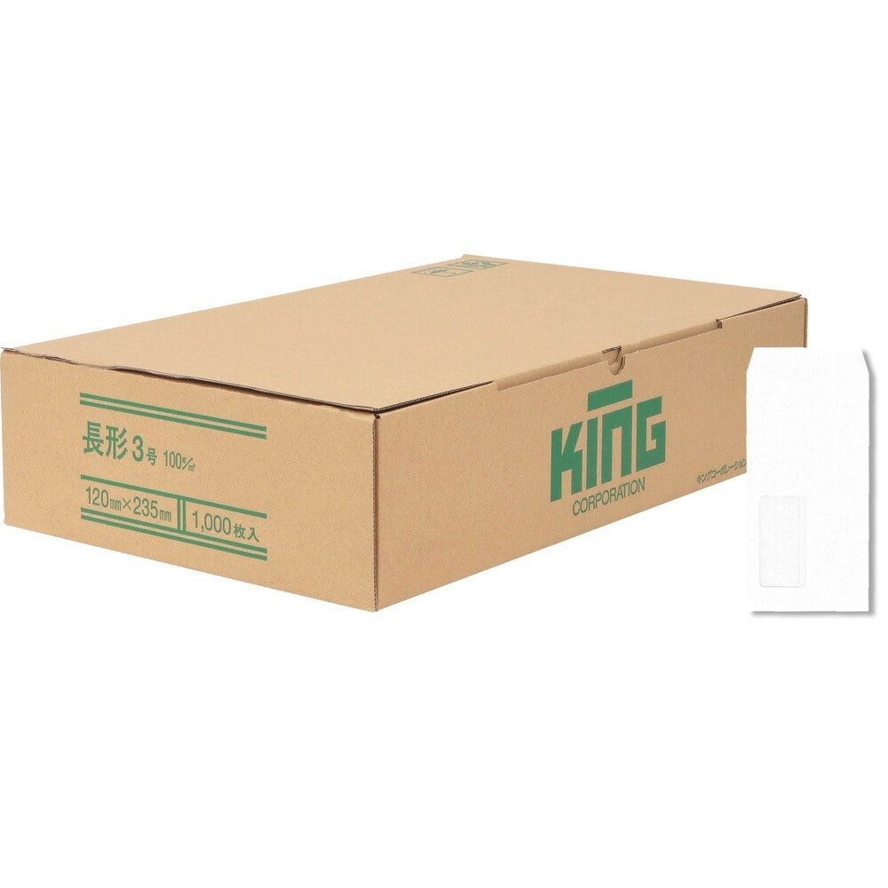 キングコーポレーション長3窓ホワイトケント100枠無1000枚 120112