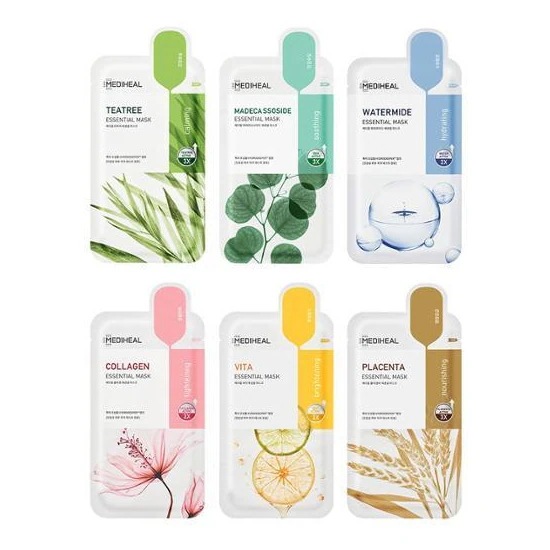 [韓国6年連続1位パック]エッセンシャルマスクパック30枚 6種 ティーツリー/マデカソサイド/コラーゲン/プラセンタ/ビタ/ウォーターマイド