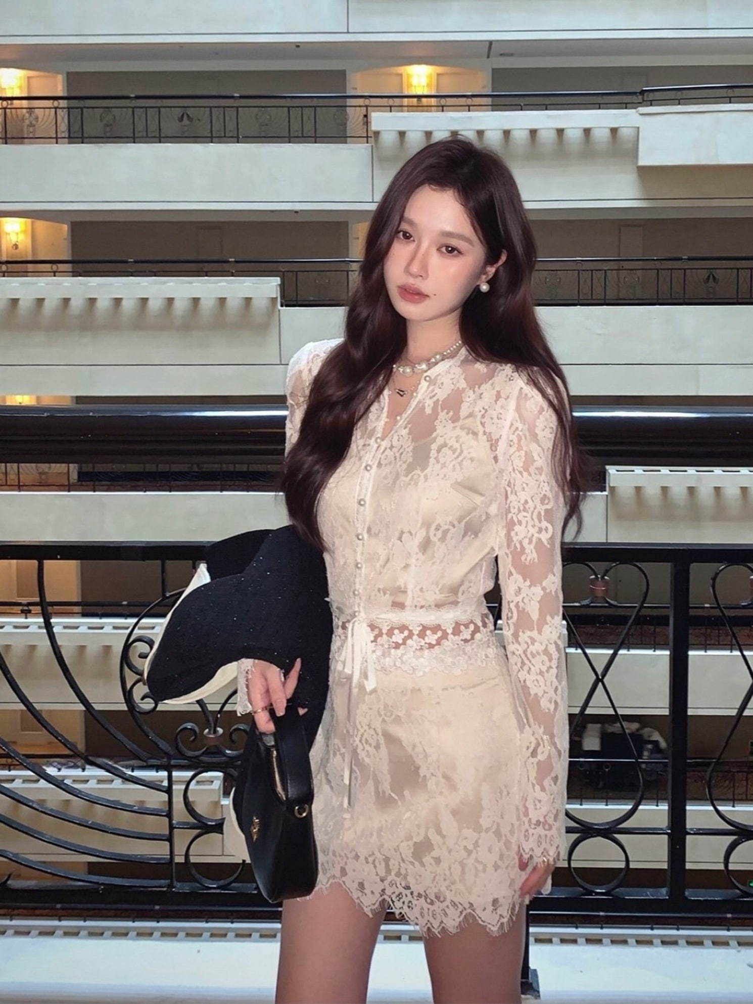 シースルーレースブラウスセットアップ