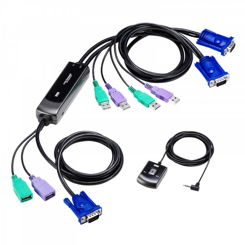 サンワサプライ　手元スイッチ付きパソコン自動切替器(2: 1)　SW-KVM2WVUN2