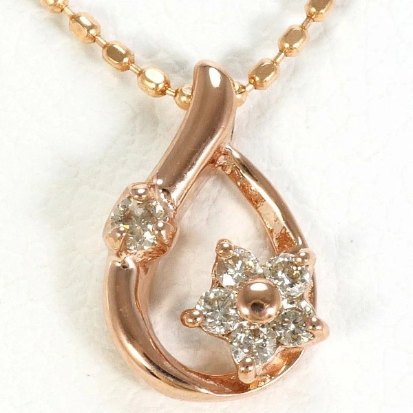 組曲 K10PG ネックレス ダイヤ 0.07 中古