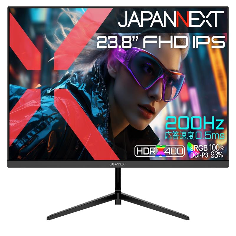 JAPANNEXT 23.8インチ IPSパネル搭載 200Hz/0.5ms(MPRT)対応 フルHD(1920x1080)解像度 ゲーミングモニター JN-IPS238G200F3 HDMI Dis
