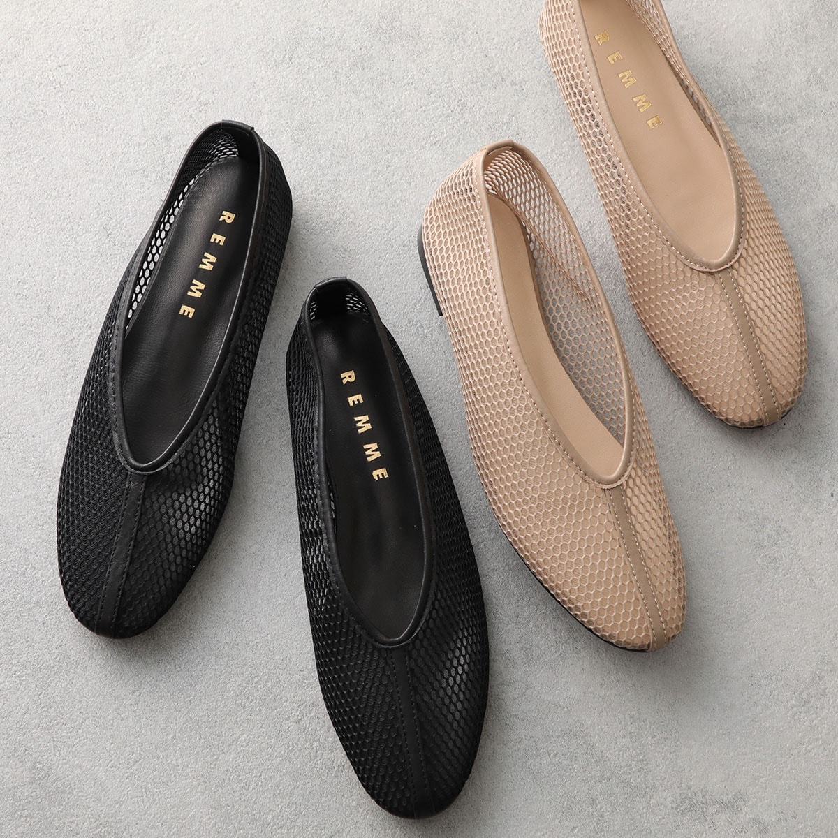 REMME レメ フラットシューズ ZH-6410-ME レディース メッシュ レザー パンプス ローヒール シューズ 靴 カラー2色 【mega】 14,592円