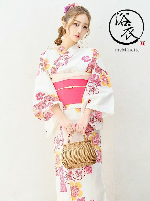 新品☆呉服屋♪大人清楚な桜 夏着物 浴衣3点セット 撒